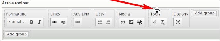 Moving button groups in the editor toolbar