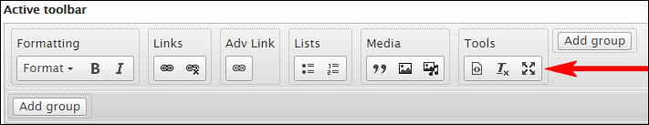 New button placed in the toolbar