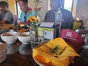 LR hat on a table in Guatemala