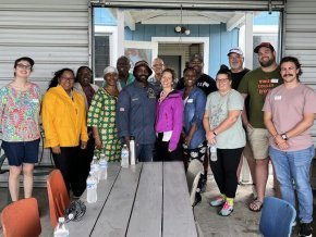 Pilgrimage group at Fields' Farm