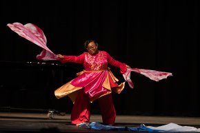 Normandy Bryant presents a liturgical dance during the 2024 MLK Celebration