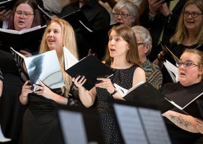 Morgan Logan sings with the alumni choir