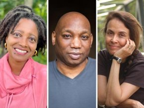 Headshots of Tracy K. Smith, Howard Bryant and Naomi Shihab Nye