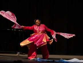 Normandy Bryant presents a liturgical dance during the 2024 MLK Celebration